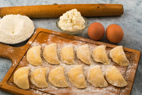 Dumplings Rellenos Con Requesón Hechos Harina Huevos —  Fotos de Stock
