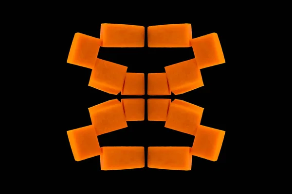 Abstrakcyjny Wzór Pomarańczowy Kostki Czarnym Tle — Zdjęcie stockowe