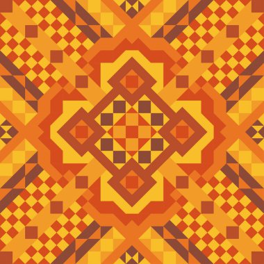 Vektör seamless modeli geometrik şekiller. Sarı ve kahverengi renk soyutlama. Giyim, kumaş, duvar kağıdı için.