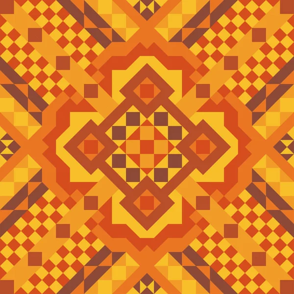 Vector naadloze patroon van geometrische vormen. Abstractie in gele en bruine kleur. Voor textiel, kleding, behang. — Stockvector