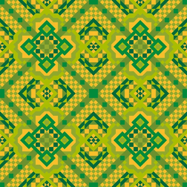 Бесшовный геометрический узор зеленого и желтого цветов. Шаблон для дизайна и одежды . — стоковый вектор