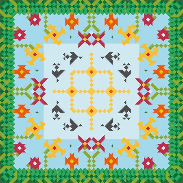 Naadloze Patroon Met Natuurlijke Ornamenten Bloemen Gras Vogels Lucht Geometrische — Stockvector