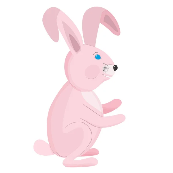 Pembe Tavşan Düz Tasarım Mavi Gözlü Sevimli Paskalya Tavşanı Kumaş — Stok Vektör
