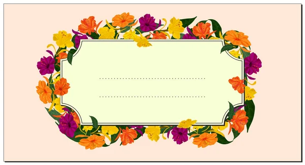 Belo Cartão Felicitações Convite Cartão Visita Com Padrão Floral Brilhante — Vetor de Stock