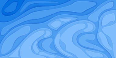 Kağıt kesim tarzında deniz dalgaları ile 3d illüstrasyon. Web sitesi tasarımı, deniz konsepti, kartlar için soyut arka plan için okyanusun vektör görüntüsü.