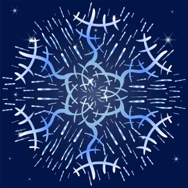 Kış temaları tasarımı için el çizim tarzı kar tanesi. Degrade ile mavi bir arka planda kar vektör görüntüsü. Kumaş üzerine baskı için, kartpostallar. Noel davetiyeleri için soyut arka plan.