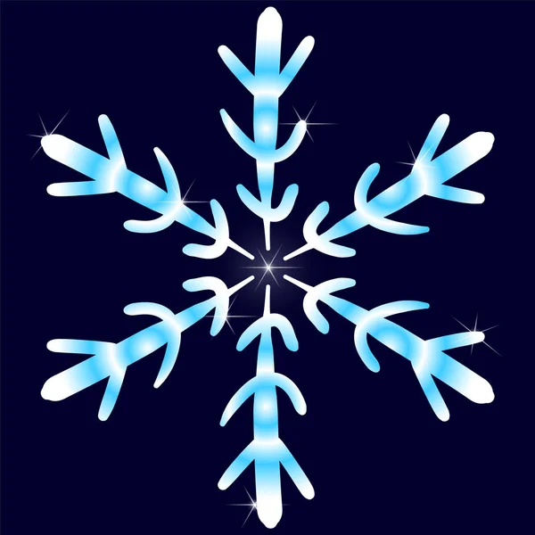 Sneeuwvlok Met Een Gradiënt Van Blauwe Kleur Stijl Van Handtekening — Stockvector