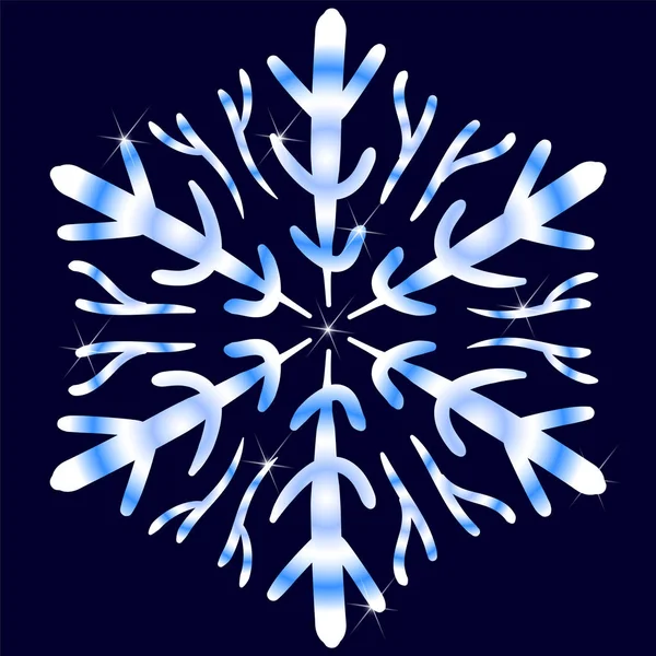 Schneeflocke Mit Farbverlauf Handzeichnung Auf Blauem Hintergrund Vektor Illustration Für — Stockvektor