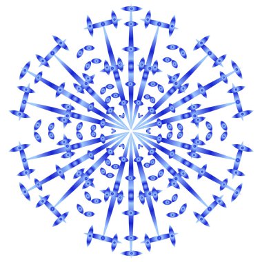 Beyaz arka planda mavi degradeli mor kar tanesi. Düz karmaşık tarzı. Kar desenleri, kış süslemeleri oluşturmak için.