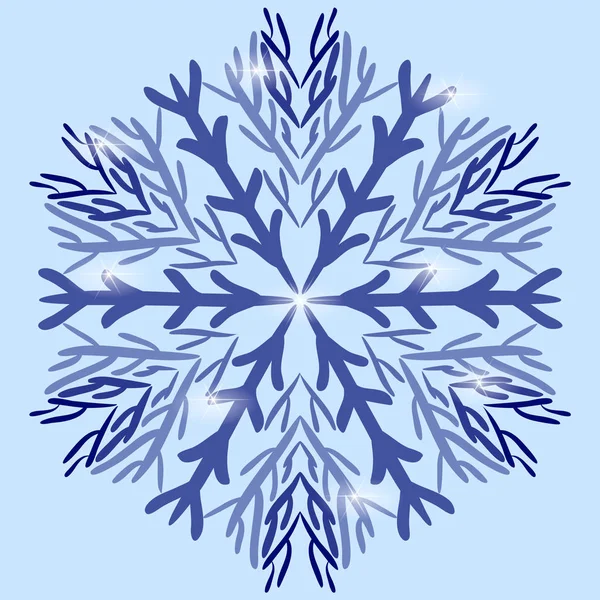 Блакитна Сніжинка Світло Блакитному Тлі Стилі Малювання Створення Зимового Візерунка — стоковий вектор