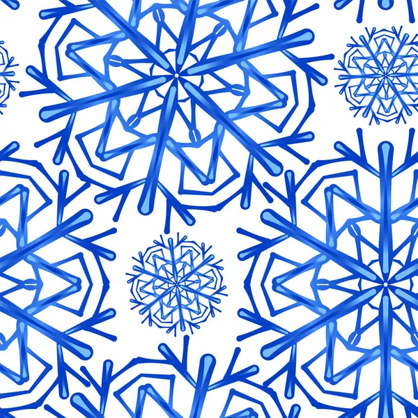 Motif Vectoriel Sans Couture Sur Thème Hiver Avec Des Flocons — Image vectorielle