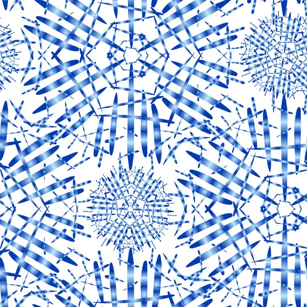 Modèle Vectoriel Sans Couture Avec Des Flocons Neige Bleus Dans — Image vectorielle