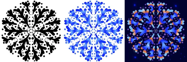 Zestaw Płatków Śniegu Wzór Zimowy Stylizowane Oryginalne Płatki Śniegu Stylu — Wektor stockowy