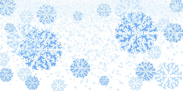 Χιονονιφάδες Που Πέφτουν Λευκό Φόντο Γαλάζιο Νιφάδες Χιονιού Στο Χέρι — Διανυσματικό Αρχείο