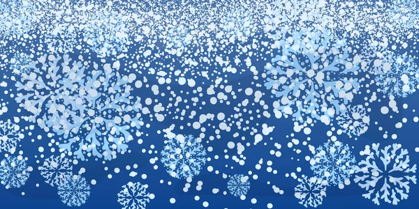 Снігопад Снігопад Від Падаючих Сніжинок Синьому Фоні Великі Маленькі Стилізовані — стоковий вектор