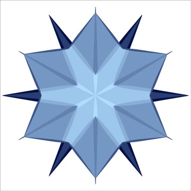 Logo düz tarzda mavi kar taneleri yapılmış. Beyaz arka planda kar simgesi. Kış tasarımı için kar kristali. Noel süslemeleri için element.