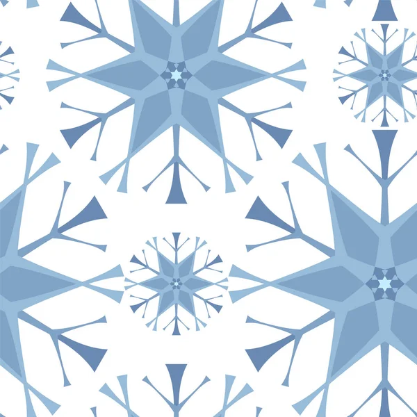 Безшовний Векторний Візерунок Сніжинками Плоскому Стилі Зимовий Фон Друку Упаковки — стоковий вектор