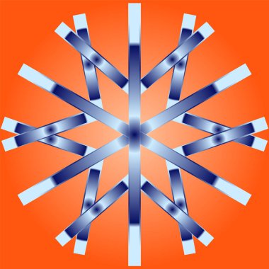 Geometrik simge - turuncu bir arka plan üzerinde mavi degrade dolgu ile kar tanesi. Tasarım için kış logosu. Element Noel süsleri oluşturmak için.