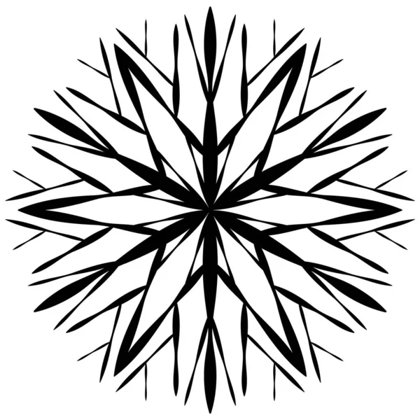 Svart Snowflake Symbol Vit Bakgrund Hand Ritning Stil Snöikon För — Stock vektor