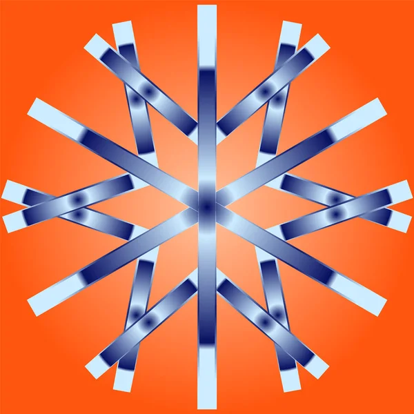 Geometrisches Symbol Schneeflocke Mit Farbverlauf Blau Auf Orangefarbenem Hintergrund Winterlogo — Stockvektor
