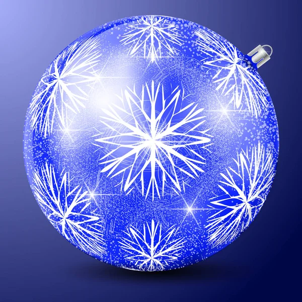 Image Vectorielle Réaliste Une Boule Verre Bleue Pour Sapin Noël — Image vectorielle