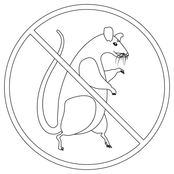 Verbotsschild Für Ratten Mäuse Und Schädliche Nagetiere Vektorillustration Eines Verbotenen — Stockvektor