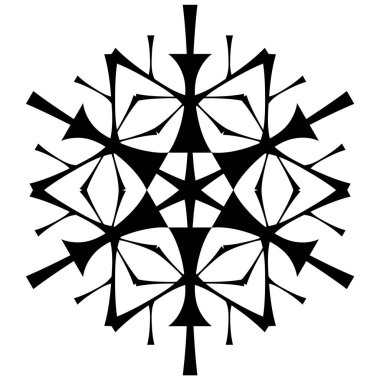 El çizim tarzında beyaz bir arka plan üzerinde siyah kar tanesi. Kar simgesi, kar logosu. Kış temaları için bir tasarım oluşturmak için öğe.