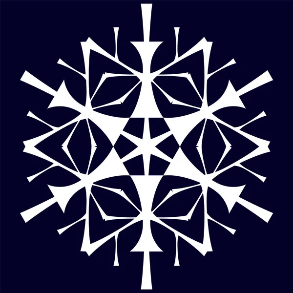 Vektor Stilisierte Weiße Schneeflocke Auf Blauem Hintergrund Stil Der Handzeichnung — Stockvektor