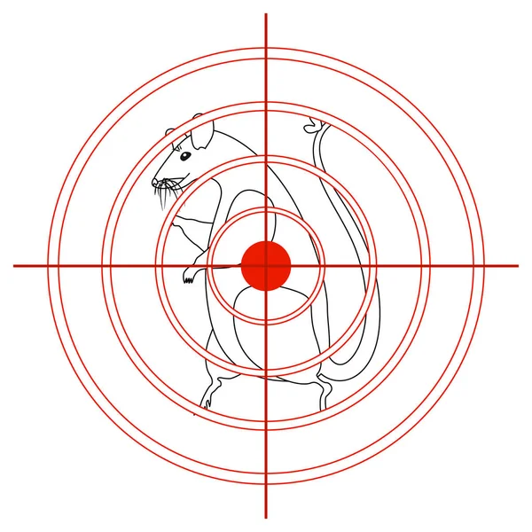 Kırmızı Çizgileri Gören Fare Zararlı Kemirgenlerin Yok Edilmesi Için Hedef — Stok Vektör