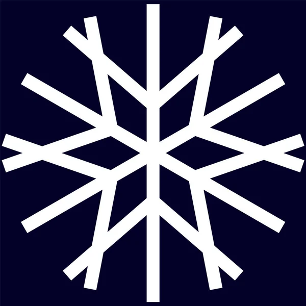 濃い青色の背景に線形スタイルのシンプルな白い雪片 冬のテーマのデザインを作成するためのロゴまたはアイコン — ストックベクタ
