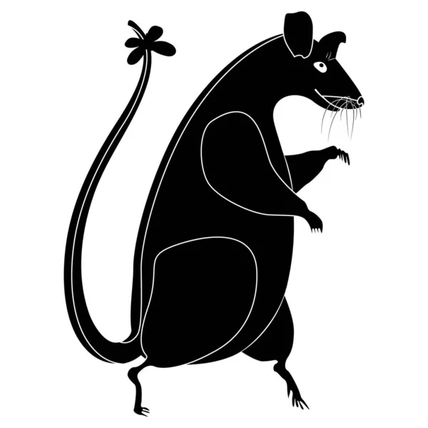 Zwarte Rat Silhouet Een Witte Achtergrond Een Grote Rat Loopt — Stockvector