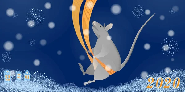 Die Ratte Ist Ein Symbol Des Jahres 2020 Eine Große — Stockvektor