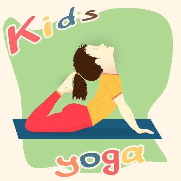 Fille Pratique Yoga Gymnastique Pour Les Enfants Mode Vie Sain — Image vectorielle