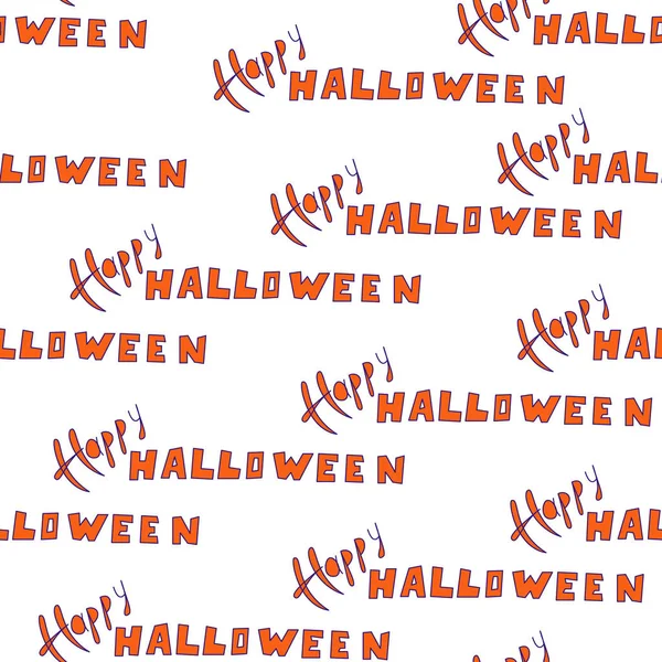 Modèle Sans Couture Avec Texte Joyeux Halloween Sur Fond Blanc — Image vectorielle