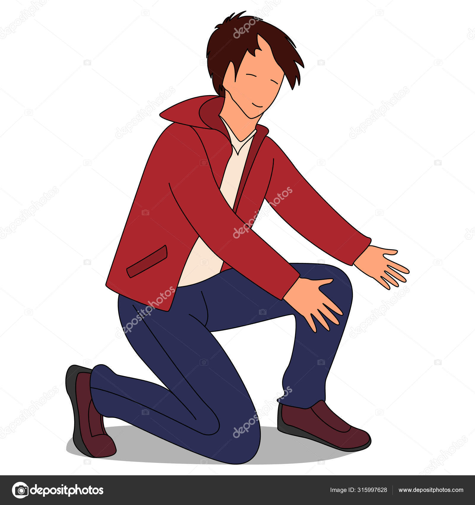 red jacket blue jeans