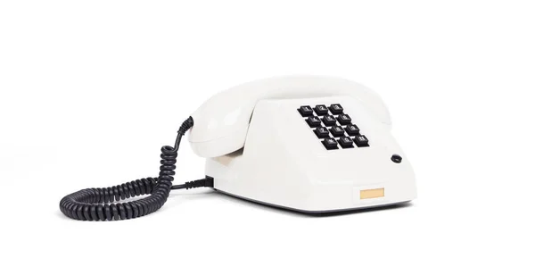 Telefone Branco Vintage Com Fundo Branco — Fotografia de Stock
