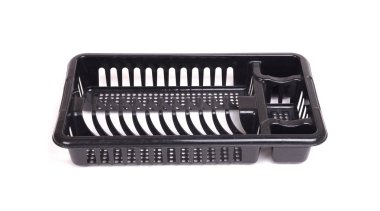 Kirli siyah çanak üzerinde izole beyaz raf