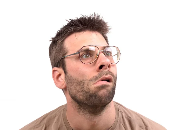 Dummkopf Mit Vintage Brille Isoliert Auf Weiß — Stockfoto