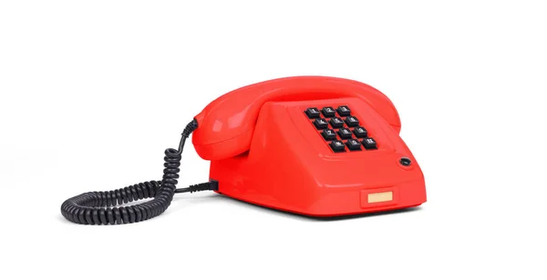 Vintage Červený Telefon Bílým Pozadím — Stock fotografie