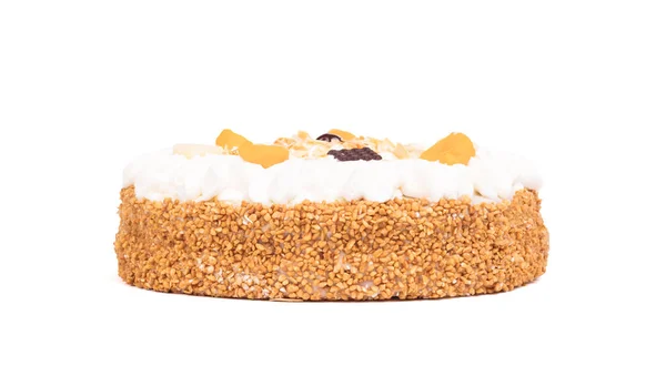 Basit Pasta Ile Çırpılmış Krem Izole Beyaz — Stok fotoğraf