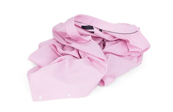 Unfolded Pink Man Shirt White Background Unfolded Laundry — Stock Photo, Image