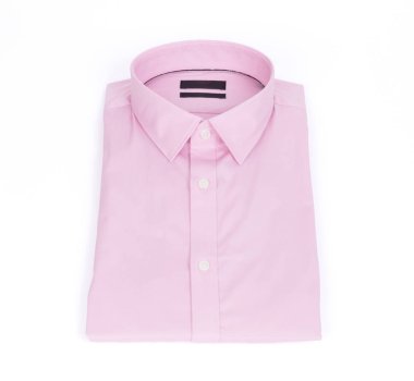 Beyaz arka planda - yeni ve katlı pembe gömlek uzun kol