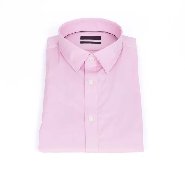 Roze Man Shirt Witte Achtergrond Nieuwe Gevouwen — Stockfoto