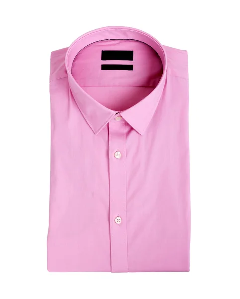 粉红色男士衬衫白色背景 新的和折叠 — 图库照片