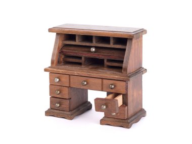 Beyaz izole küçük vintage ahşap Resepsiyon