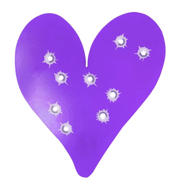 Bulletholes Metal Heart Shaped Target Hunting Love — Stock Photo, Image