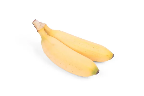 Mały Banan Tropikalny Klastra Białym Tle — Zdjęcie stockowe