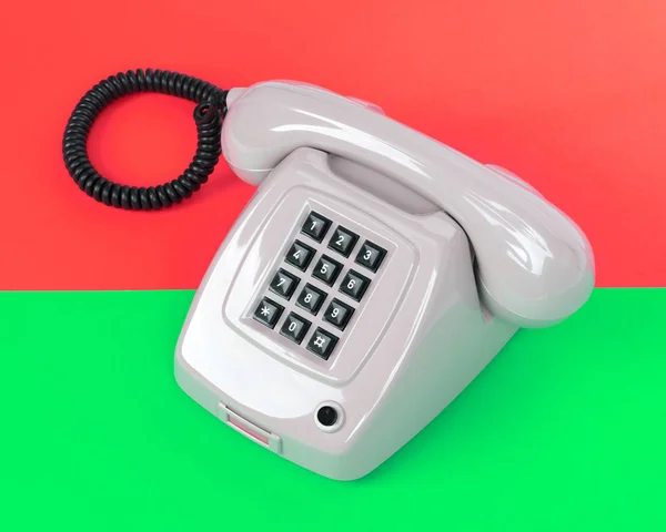 Вінтажний Сірий Телефон Барвистим Фоном — стокове фото