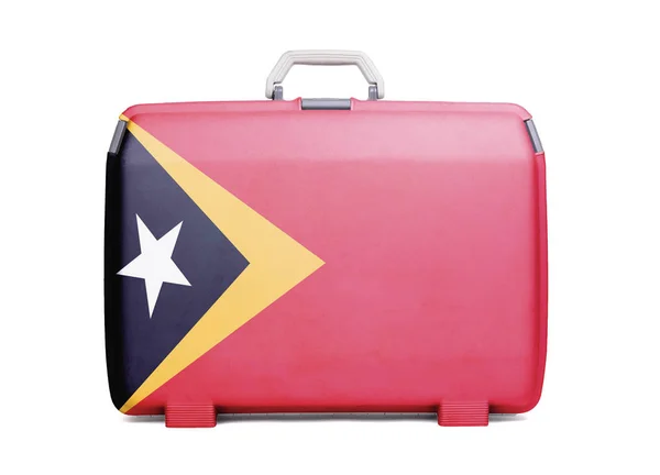 Maleta Plástico Usada Con Manchas Arañazos Impresa Con Bandera Timor —  Fotos de Stock