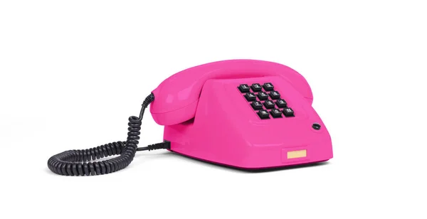 Telefone Rosa Vintage Com Fundo Branco — Fotografia de Stock